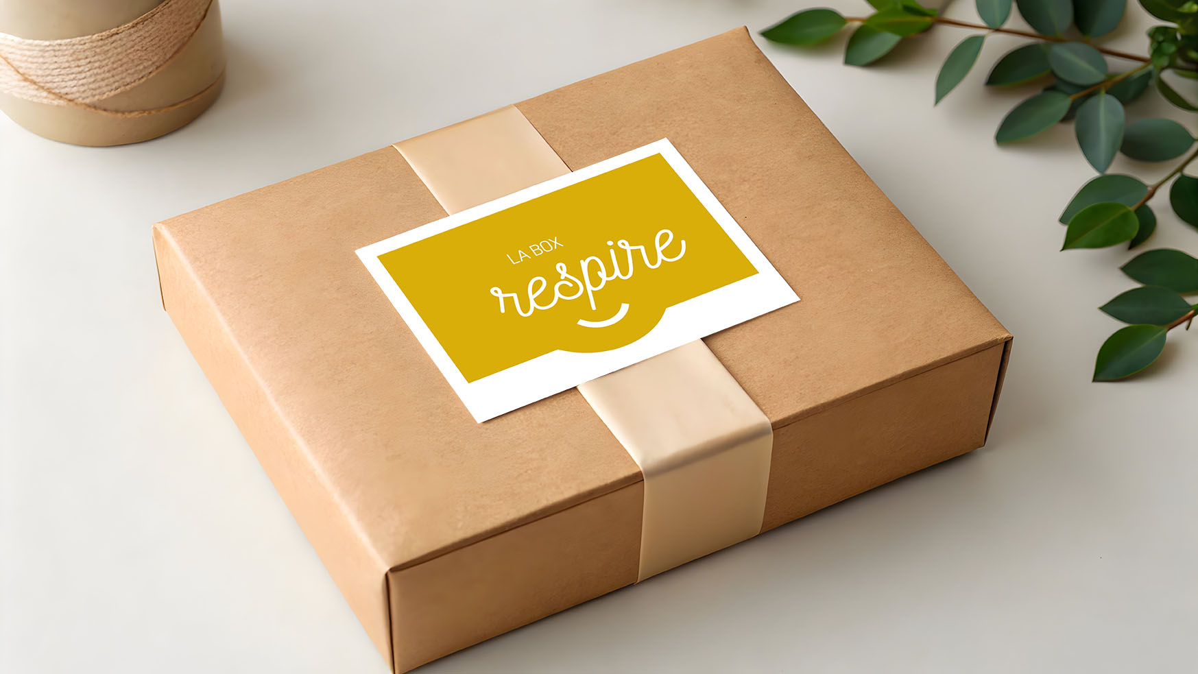 Kraft paper gift box and blank card mockup with twine Kraft paper gift box and blank card mockup with twine